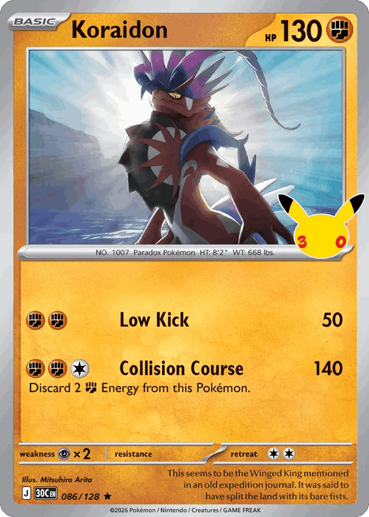 Koraidon #86 from 30th Celebration - Rare - Illustrated by Mitsuhiro Arita