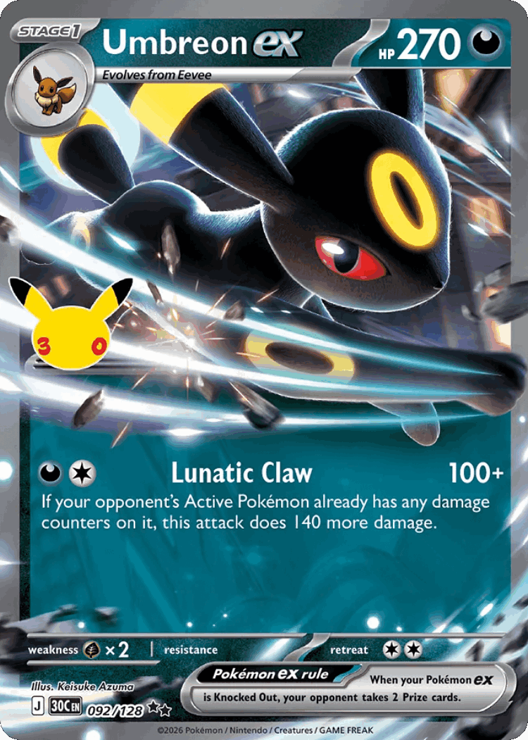 Umbreon ex #92 from 30th Celebration - Double Rare - Illustrated by Keisuke Azuma