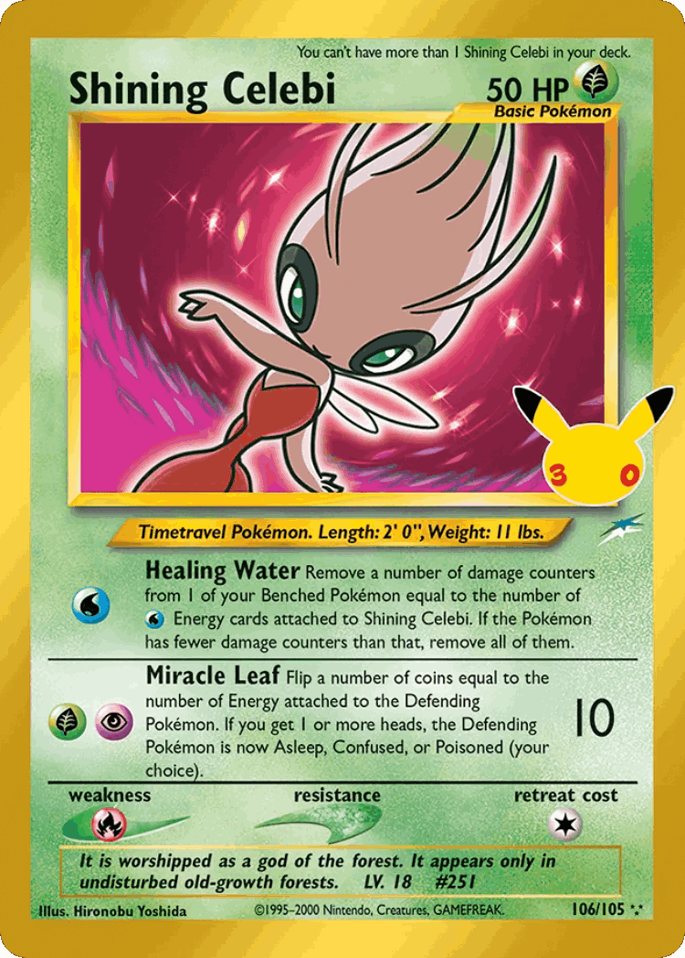 Shining Celebi #106 from 30th Celebration: Classic Collection - Rare Secret - Illustrated by Hironobu Yoshida