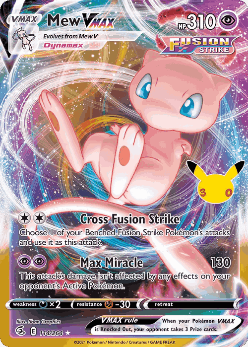 Mew VMAX #114 from 30th Celebration: Classic Collection - Holo Rare VMAX - Illustrated by 5ban Graphics
