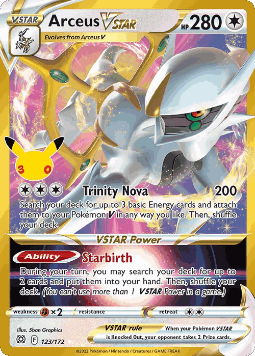 Arceus VSTAR #123 from 30th Celebration: Classic Collection - Holo Rare VSTAR - Illustrated by 5ban Graphics