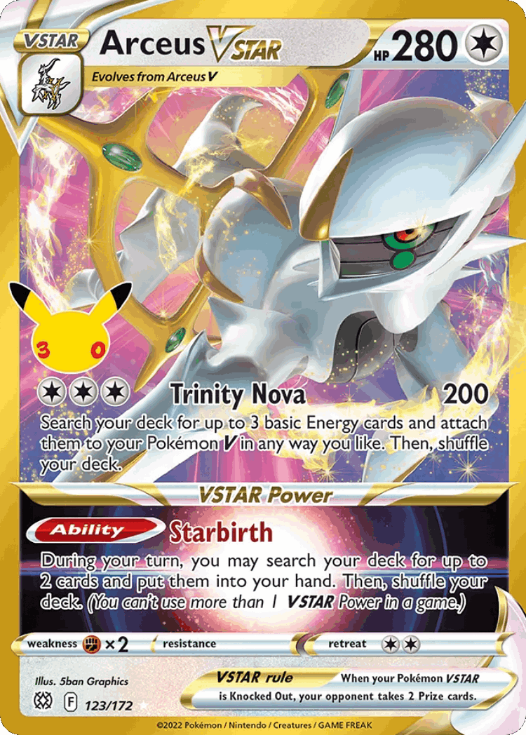 Arceus VSTAR #123 from 30th Celebration: Classic Collection - Holo Rare VSTAR - Illustrated by 5ban Graphics