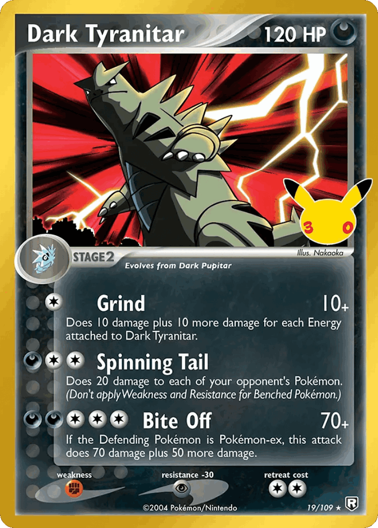 Dark Tyranitar #19 from 30th Celebration: Classic Collection - Rare - Illustrated by Nakaoka