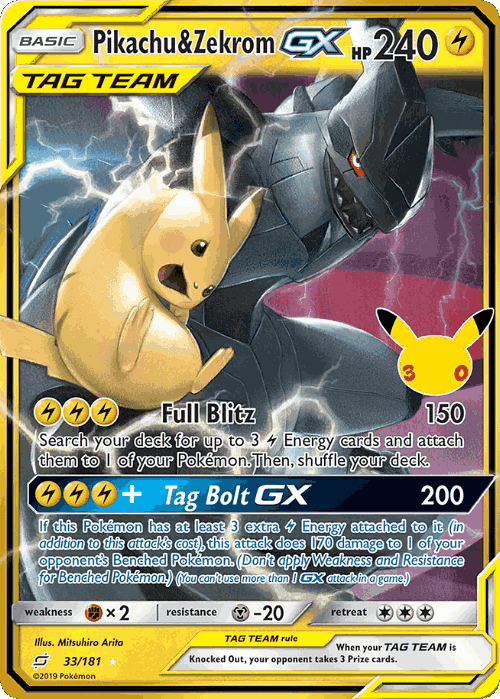 Pikachu & Zekrom-GX Pokémon TCG card art