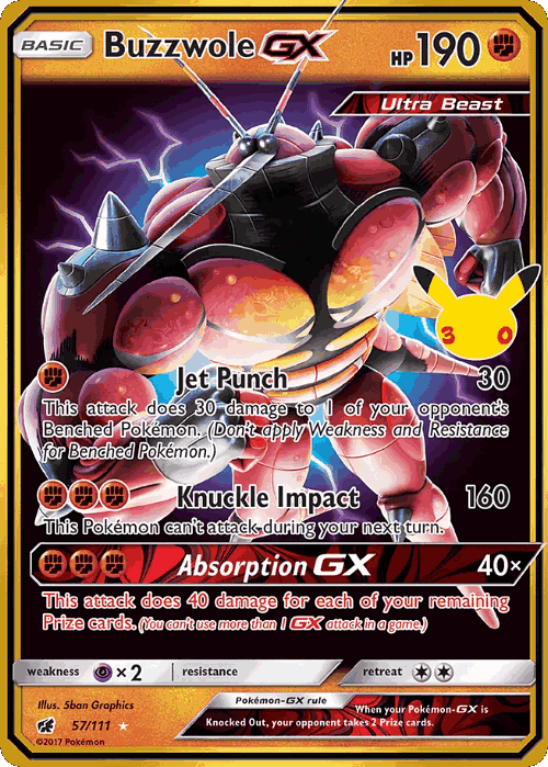 Buzzwole-GX #57 from 30th Celebration: Classic Collection - Rare Holo GX - Illustrated by 5ban Graphics