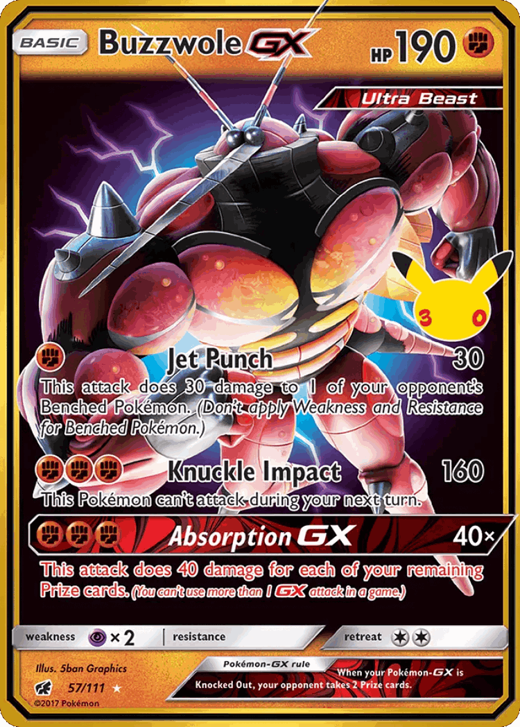Buzzwole-GX #57 from 30th Celebration: Classic Collection - Rare Holo GX - Illustrated by 5ban Graphics