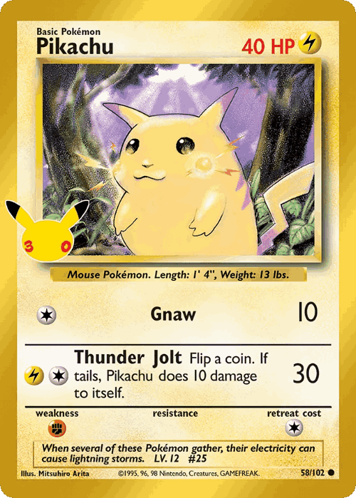 Pikachu #58 from 30th Celebration: Classic Collection - Common - Illustrated by Mitsuhiro Arita