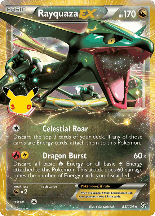 Rayquaza-EX #85 from 30th Celebration: Classic Collection - Rare Holo EX - Illustrated by Eske Yoshinob