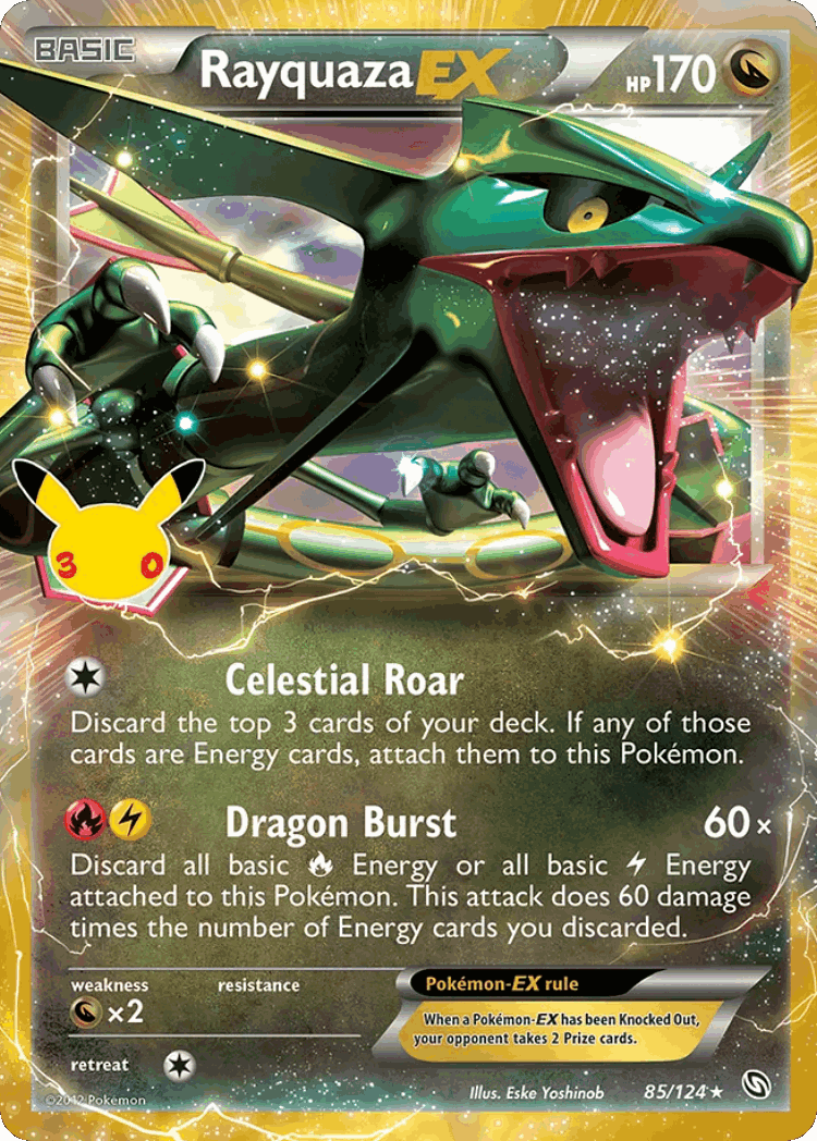 Rayquaza-EX #85 from 30th Celebration: Classic Collection - Rare Holo EX - Illustrated by Eske Yoshinob