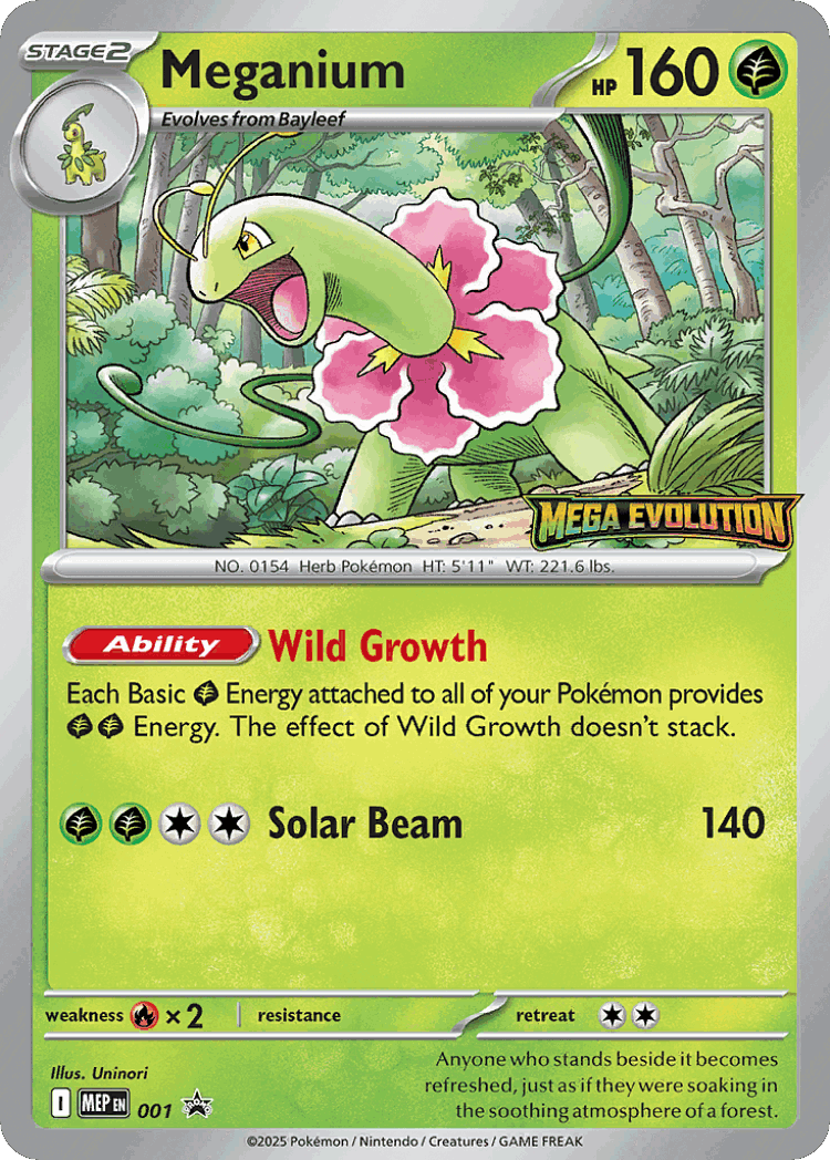 Meganium #1 from Mega Evolution Black Star Promos - Promo - Illustrated by Uninori