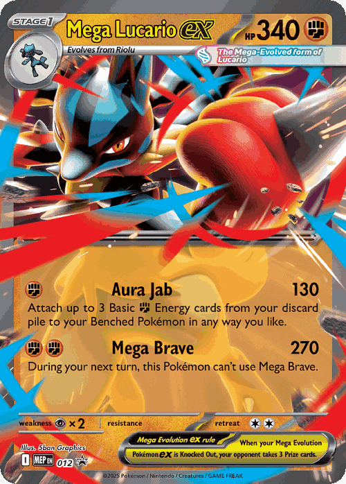 Mega Lucario ex #12 from Mega Evolution Black Star Promos - Promo - Illustrated by 5ban Graphics