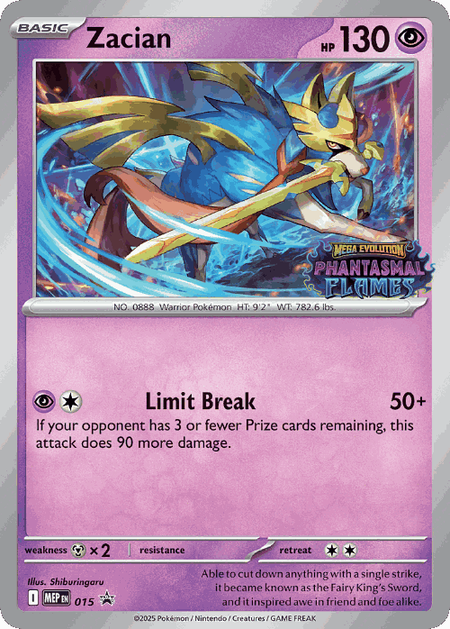 Zacian #15 from Mega Evolution Black Star Promos - Promo - Illustrated by Shiburingaru