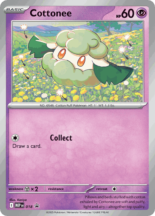 Cottonee #18 from Mega Evolution Black Star Promos - Promo - Illustrated by Kariya