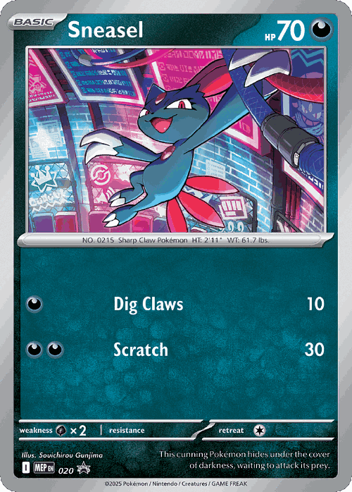 Sneasel #20 from Mega Evolution Black Star Promos - Promo - Illustrated by Souichirou Gunjima