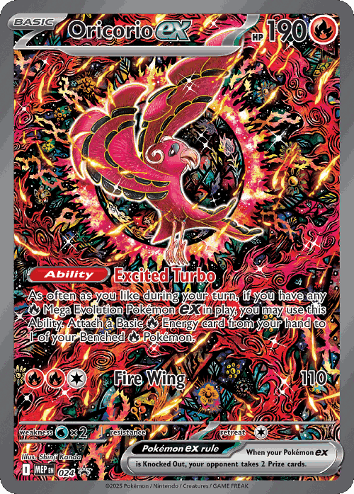 Oricorio ex #24 from Mega Evolution Black Star Promos - Promo - Illustrated by Shinji Kanda