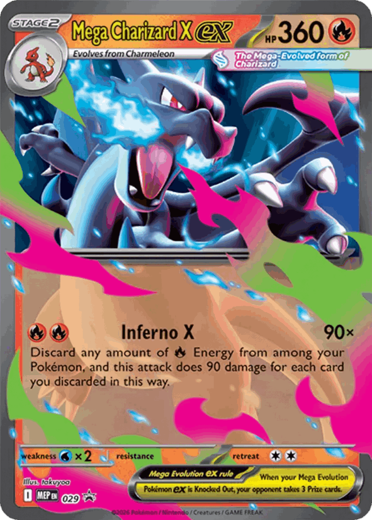 Mega Charizard X ex #29 from Mega Evolution Black Star Promos - Promo - Illustrated by takuyoa
