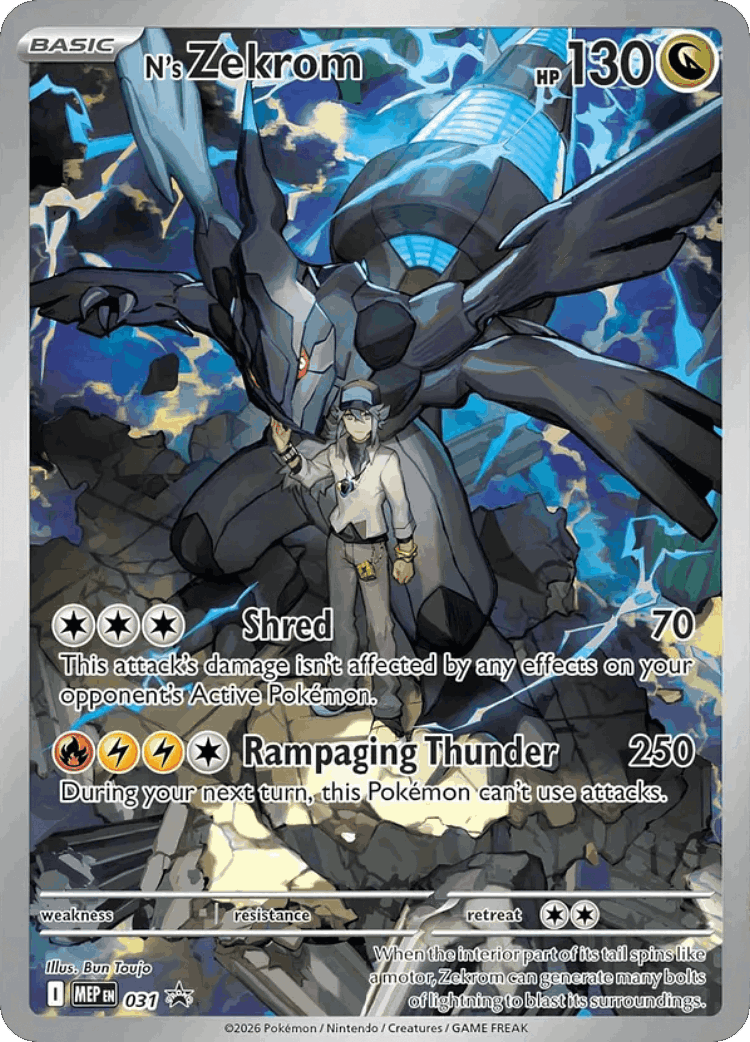 N's Zekrom #31 from Mega Evolution Black Star Promos - Promo - Illustrated by Bun Toujo