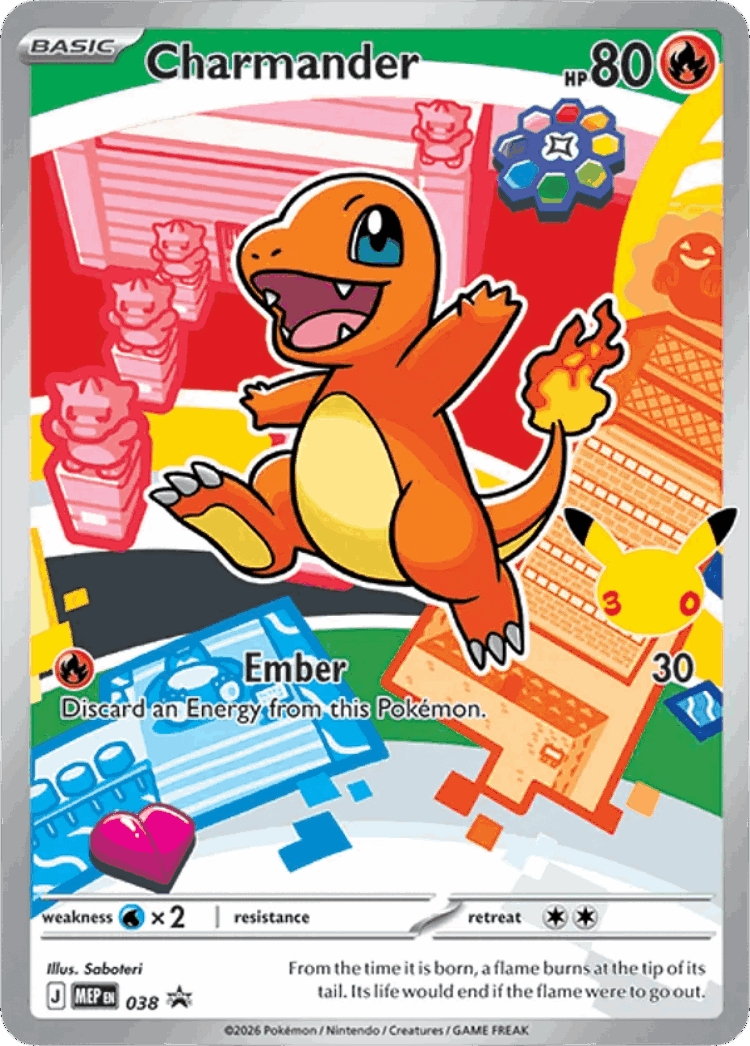 Charmander #38 from Mega Evolution Black Star Promos - Promo - Illustrated by Saboteri