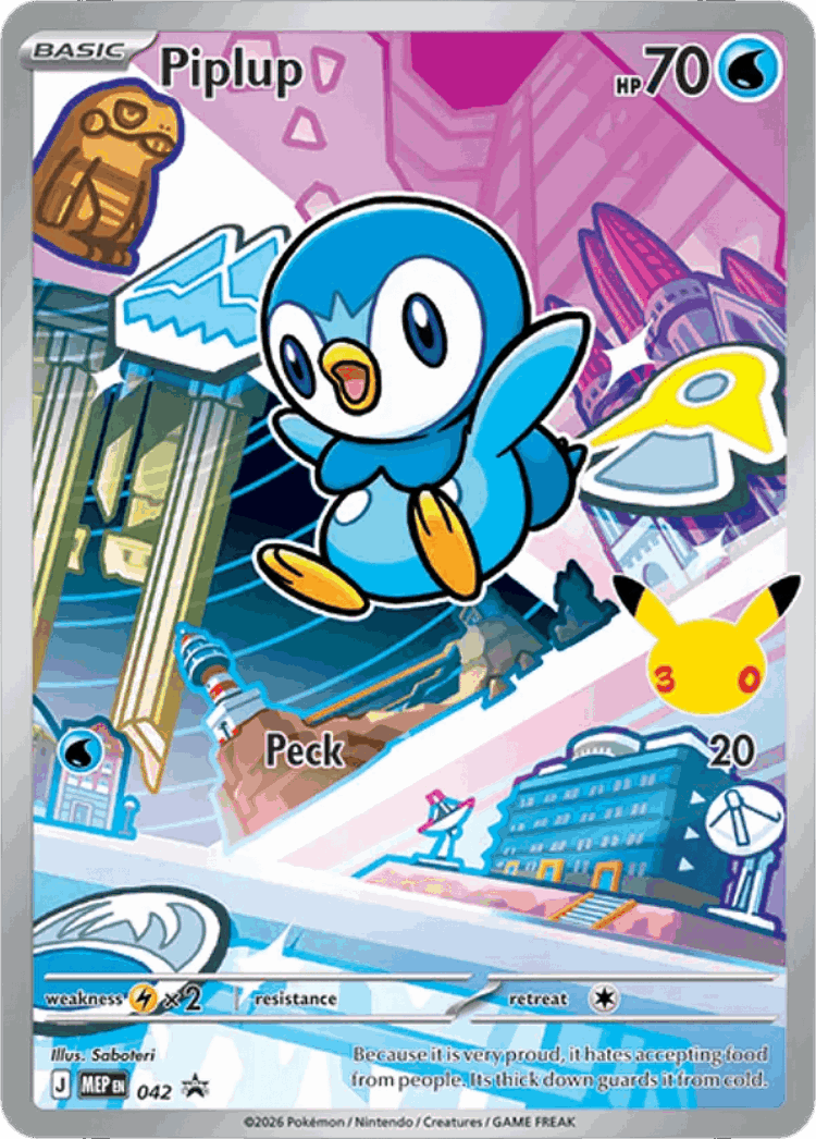 Piplup #42 from Mega Evolution Black Star Promos - Promo - Illustrated by Saboteri