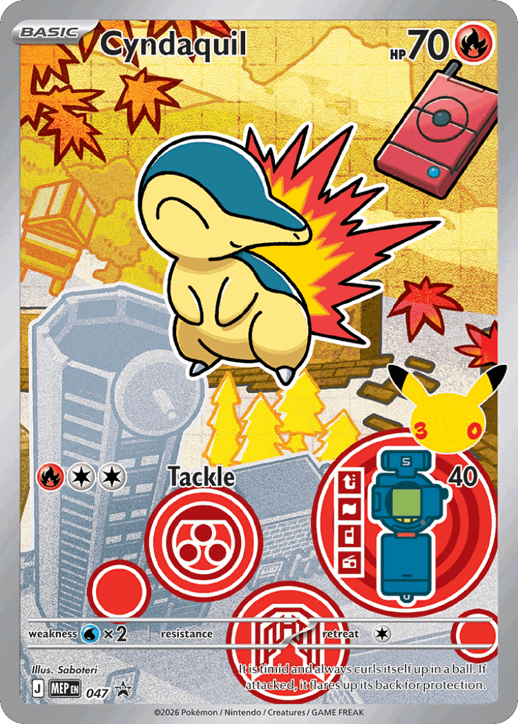 Cyndaquil #47 from Mega Evolution Black Star Promos - Promo - Illustrated by Saboteri