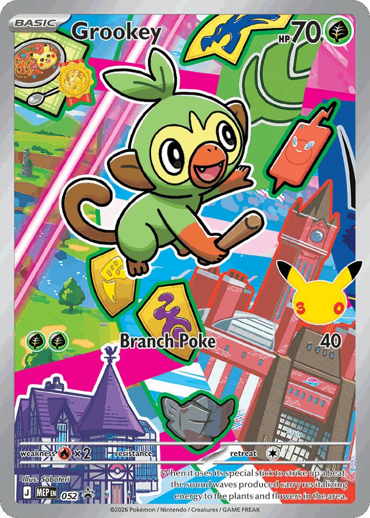 Grookey #52 from Mega Evolution Black Star Promos - Promo - Illustrated by Saboteri