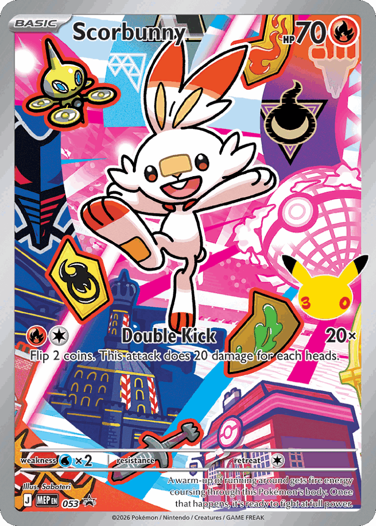 Scorbunny #53 from Mega Evolution Black Star Promos - Promo - Illustrated by Saboteri