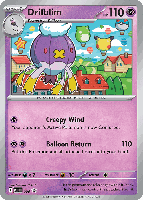 Drifblim #6 from Mega Evolution Black Star Promos - Promo - Illustrated by Shimaris Yukichi