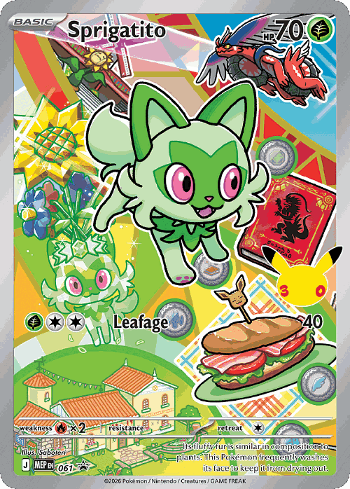 Sprigatito #61 from Mega Evolution Black Star Promos - Illustration Rare - Illustrated by Saboteri