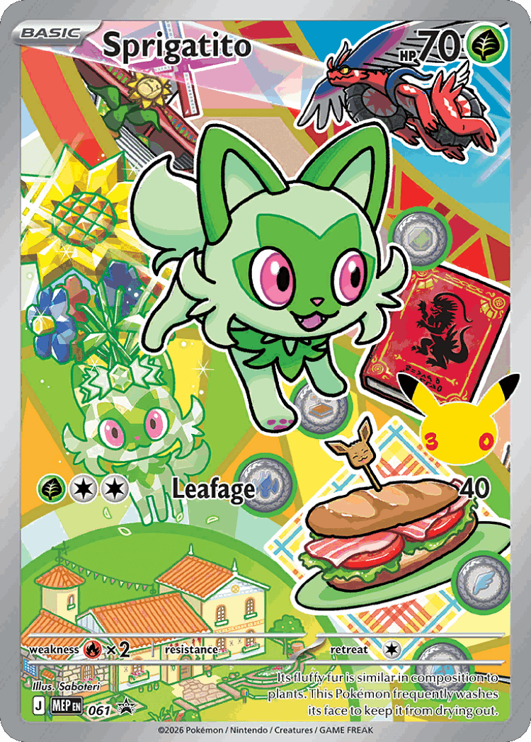 Sprigatito #61 from Mega Evolution Black Star Promos - Illustration Rare - Illustrated by Saboteri
