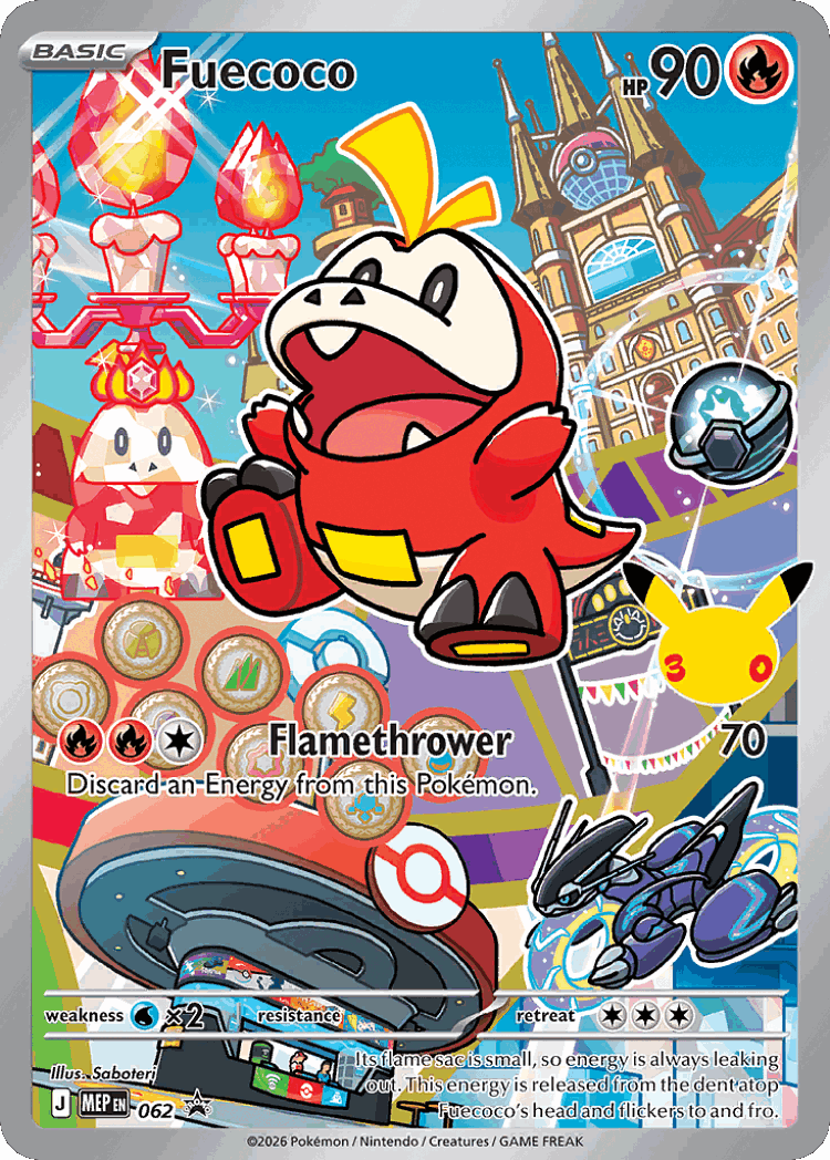 Fuecoco #62 from Mega Evolution Black Star Promos - Illustration Rare - Illustrated by Saboteri