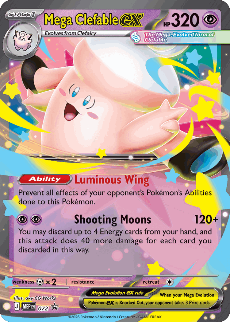 Mega Clefable ex #72 from Mega Evolution Black Star Promos - Promo - Illustrated by aky CG Works