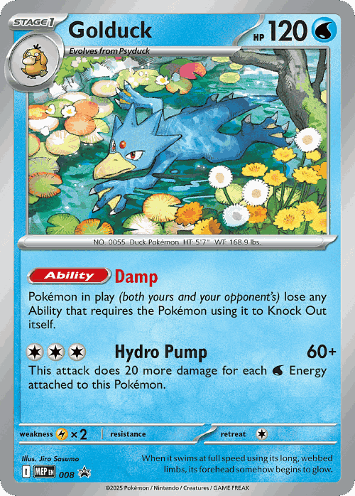 Golduck #8 from Mega Evolution Black Star Promos - Promo - Illustrated by Jiro Sasumo