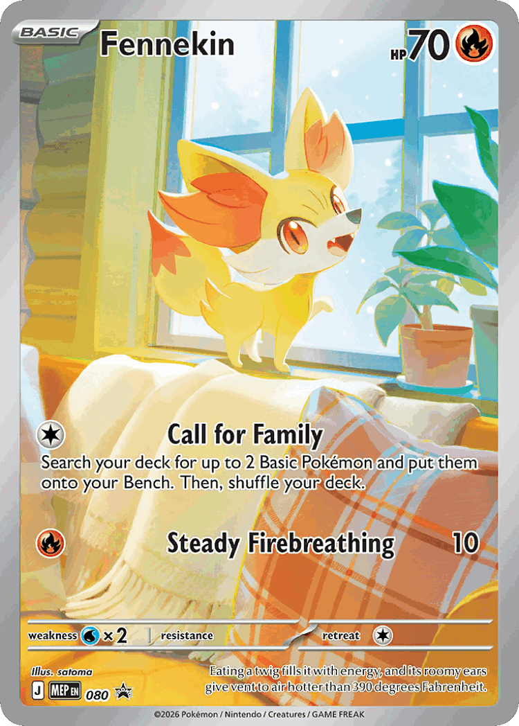 Fennekin #80 from Mega Evolution Black Star Promos - Promo - Illustrated by satoma
