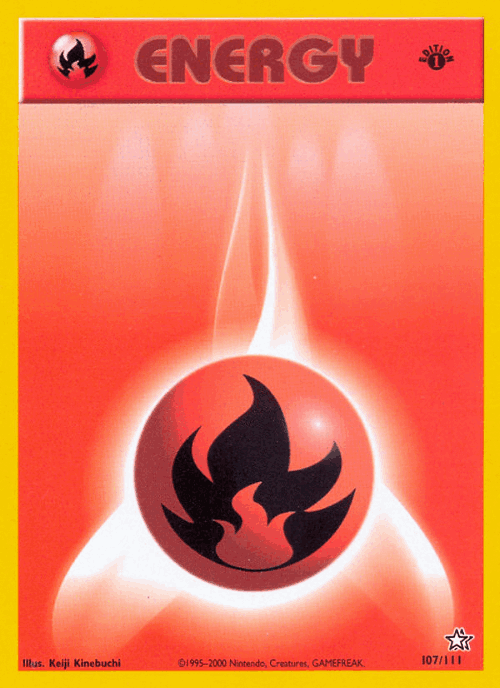 Fire Energy #107 from Neo Genesis - Illustrated by Keiji Kinebuchi