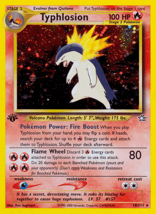 Typhlosion #18 from Neo Genesis - Rare Holo - Illustrated by Ken Sugimori