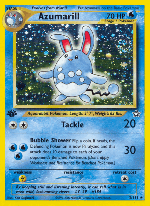 Azumarill #2 from Neo Genesis - Rare Holo - Illustrated by Ken Sugimori