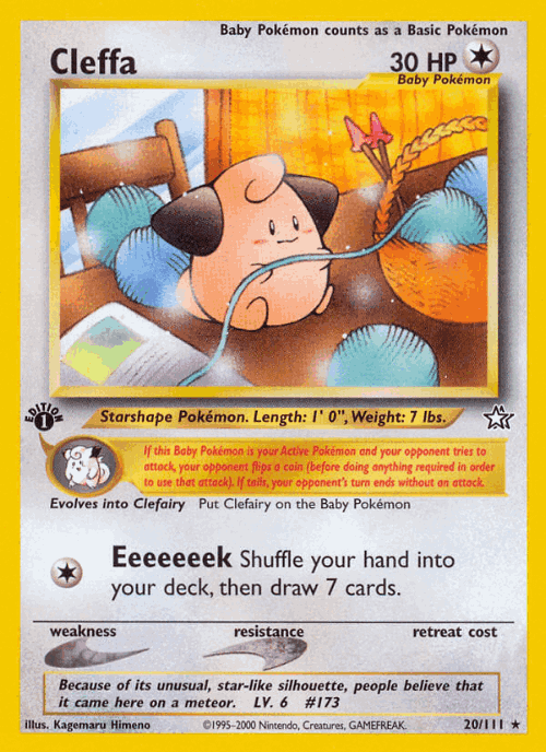 Cleffa #20 from Neo Genesis - Rare - Illustrated by Kagemaru Himeno