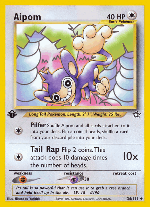 Aipom #26 from Neo Genesis - Uncommon - Illustrated by Hironobu Yoshida