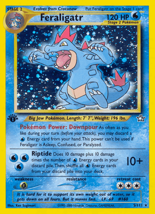 Feraligatr #5 from Neo Genesis - Rare Holo - Illustrated by Ken Sugimori