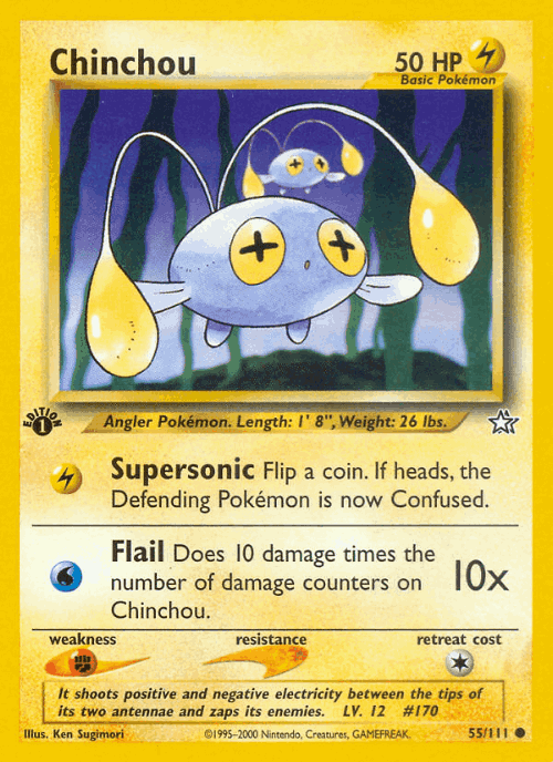 Chinchou #55 from Neo Genesis - Common - Illustrated by Ken Sugimori