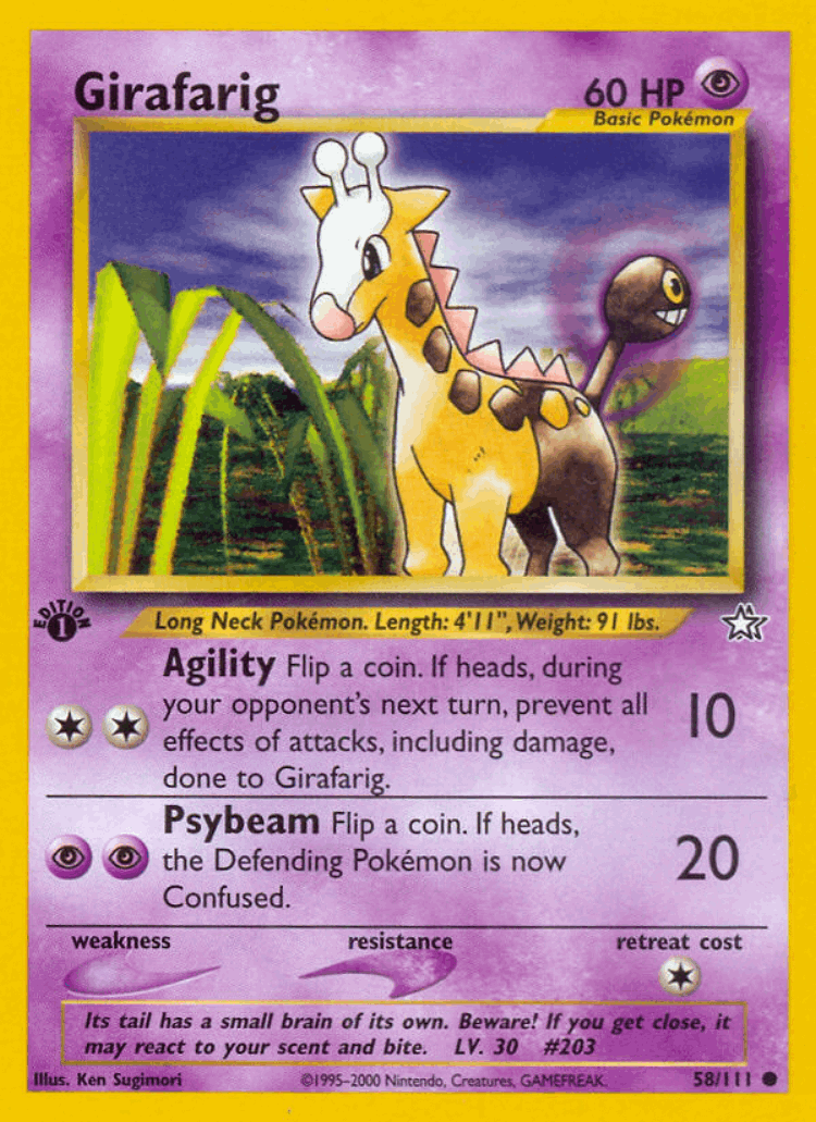 Girafarig #58 from Neo Genesis - Common - Illustrated by Ken Sugimori