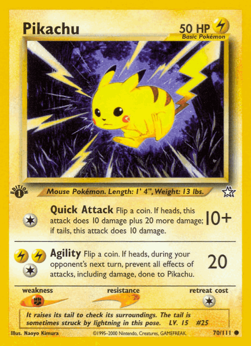 Pikachu #70 from Neo Genesis - Common - Illustrated by Naoyo Kimura