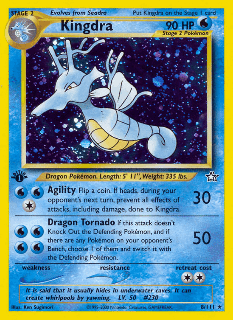 Kingdra #8 from Neo Genesis - Rare Holo - Illustrated by Ken Sugimori