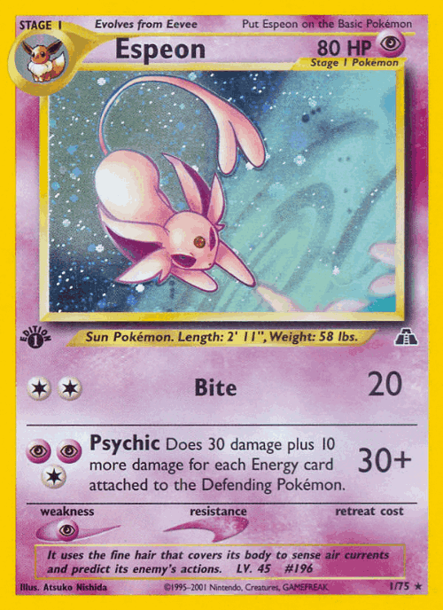 Espeon #1 from Neo Discovery - Rare Holo - Illustrated by Atsuko Nishida