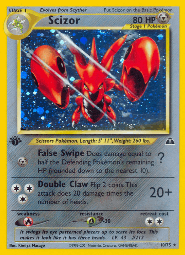 Scizor #10 from Neo Discovery - Rare Holo - Illustrated by Kimiya Masago