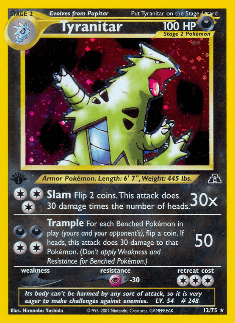 Tyranitar #12 from Neo Discovery - Rare Holo - Illustrated by Hironobu Yoshida