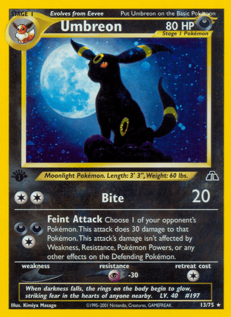 Umbreon #13 from Neo Discovery - Rare Holo - Illustrated by Kimiya Masago