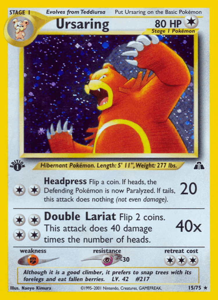 Ursaring #15 from Neo Discovery - Rare Holo - Illustrated by Naoyo Kimura