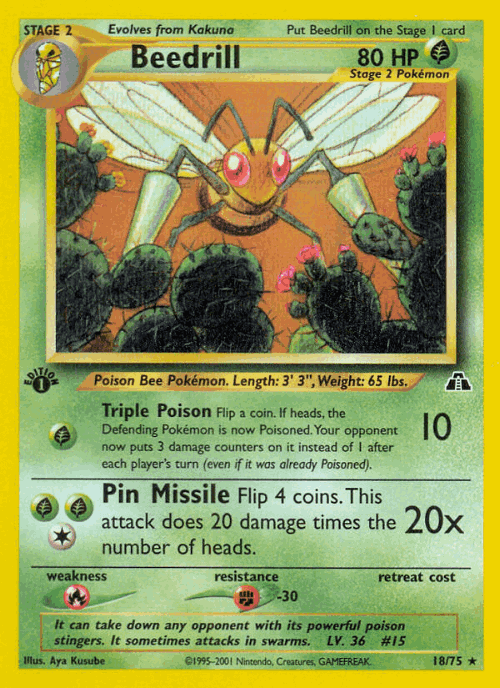 Beedrill #18 from Neo Discovery - Rare - Illustrated by Aya Kusube