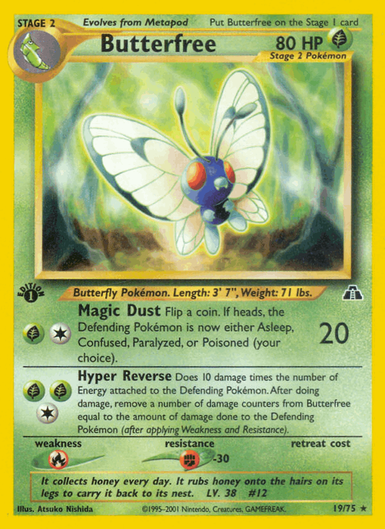 Butterfree #19 from Neo Discovery - Rare - Illustrated by Atsuko Nishida